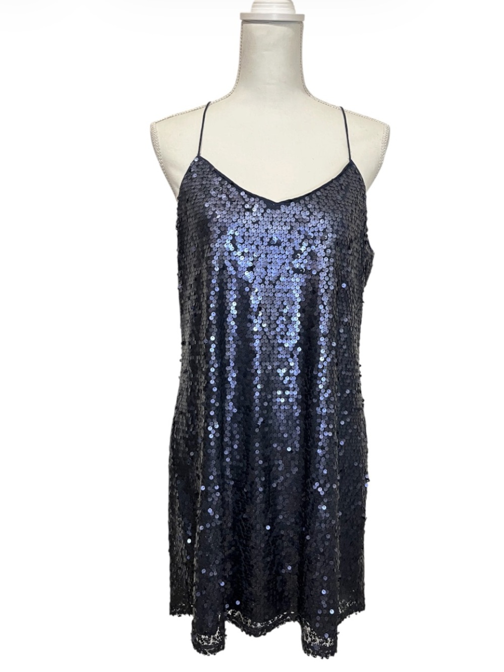 Express Dark Blue Sequin Mini Party Dress - Holiday New Years